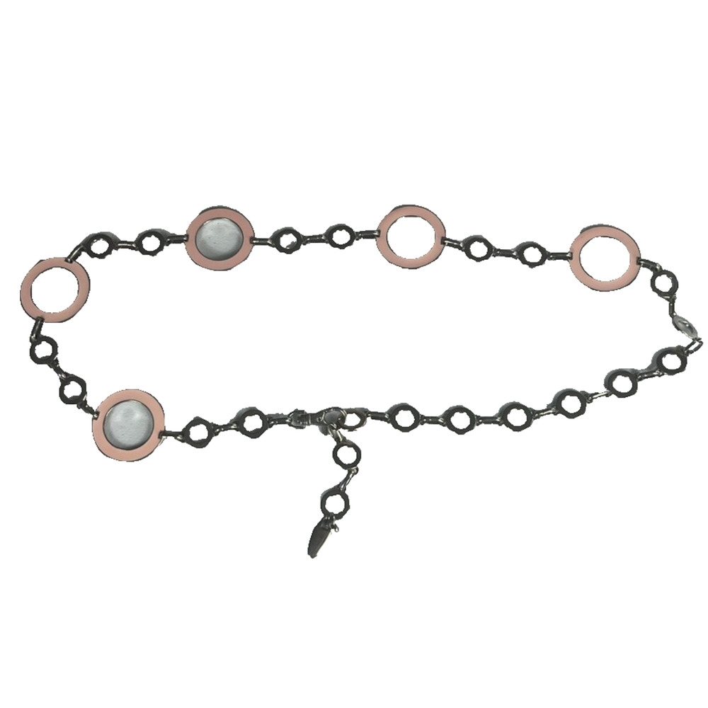 Boutique Belt Pink Silver Open Circles Round Women’s 43" Adjustable